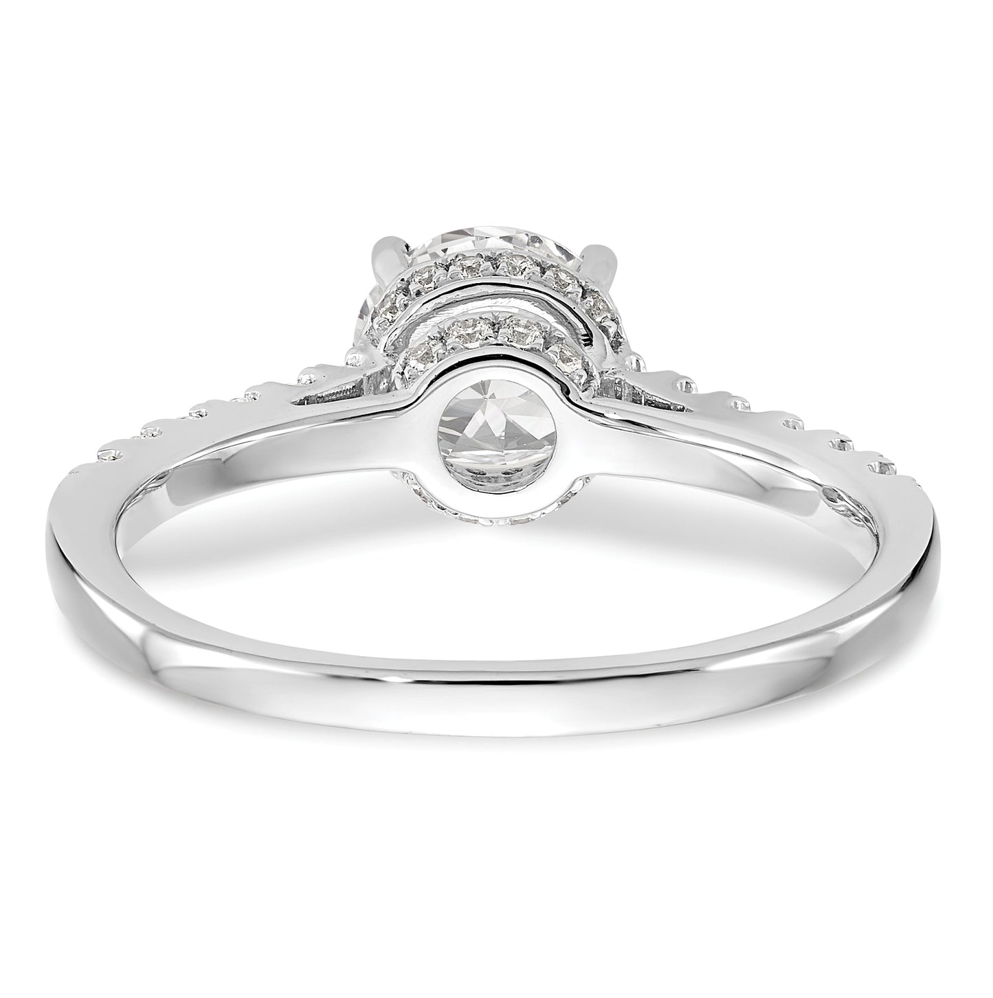 14k White Gold (Holds 1 carat (6.50mm) Round Center) 1/4 carat Diamond Semi-Mount Engagement Ring