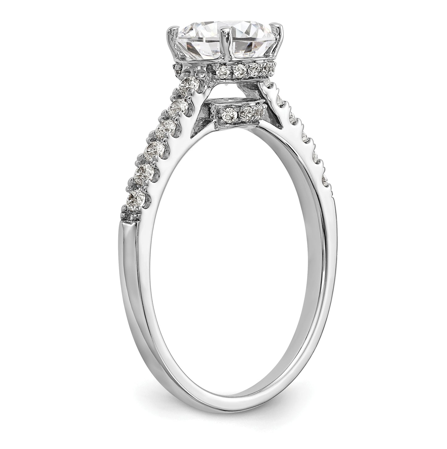 14k White Gold (Holds 1 carat (6.50mm) Round Center) 1/4 carat Diamond Semi-Mount Engagement Ring