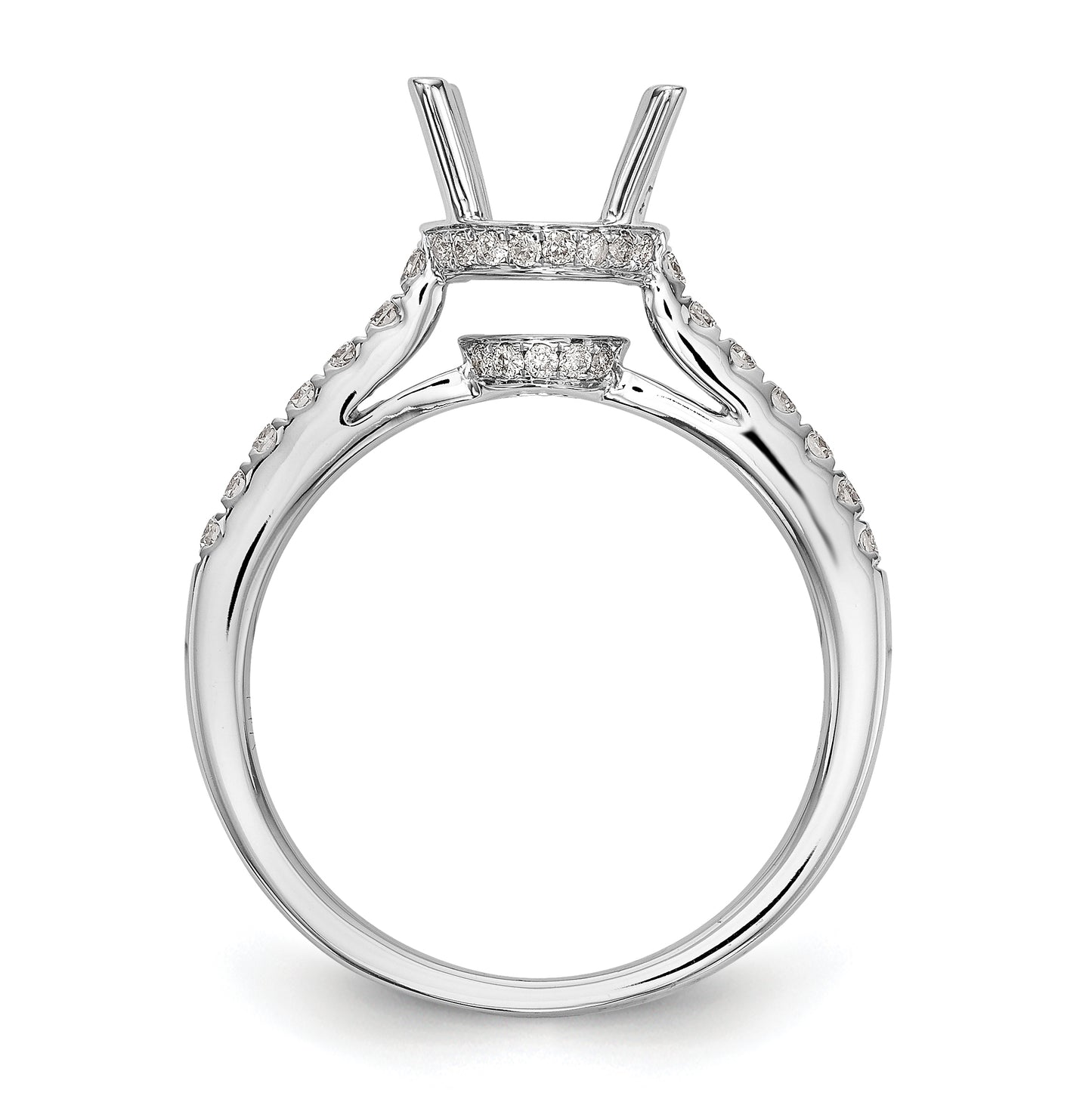 14k White Gold (Holds 1.25 carat (7.00mm) Round Center) 3/8 carat Diamond Semi-Mount Engagement Ring