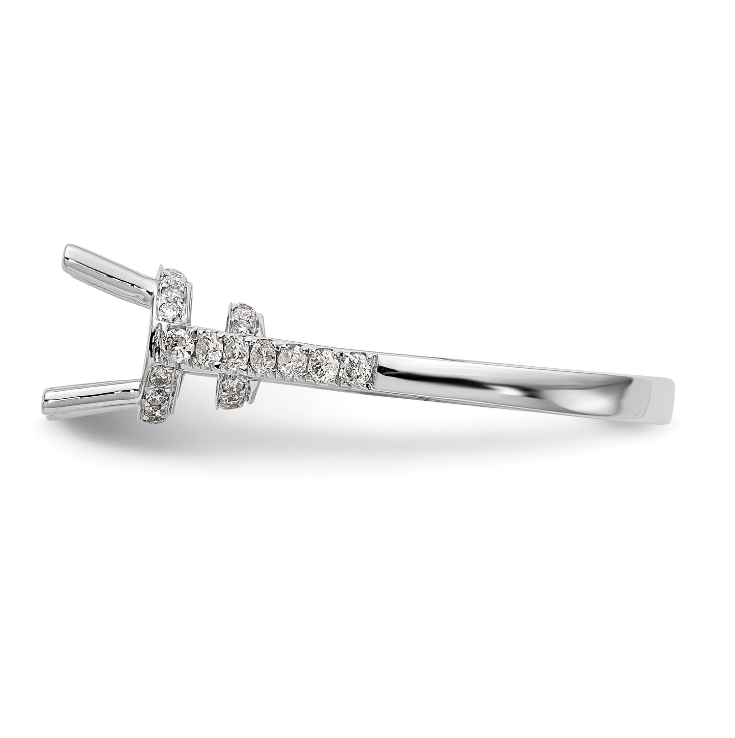 14k White Gold (Holds 1.25 carat (7.00mm) Round Center) 3/8 carat Diamond Semi-Mount Engagement Ring