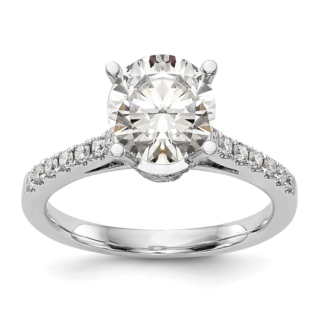 14k White Gold (Holds 1.25 carat (7.00mm) Round Center) 3/8 carat Diamond Semi-Mount Engagement Ring