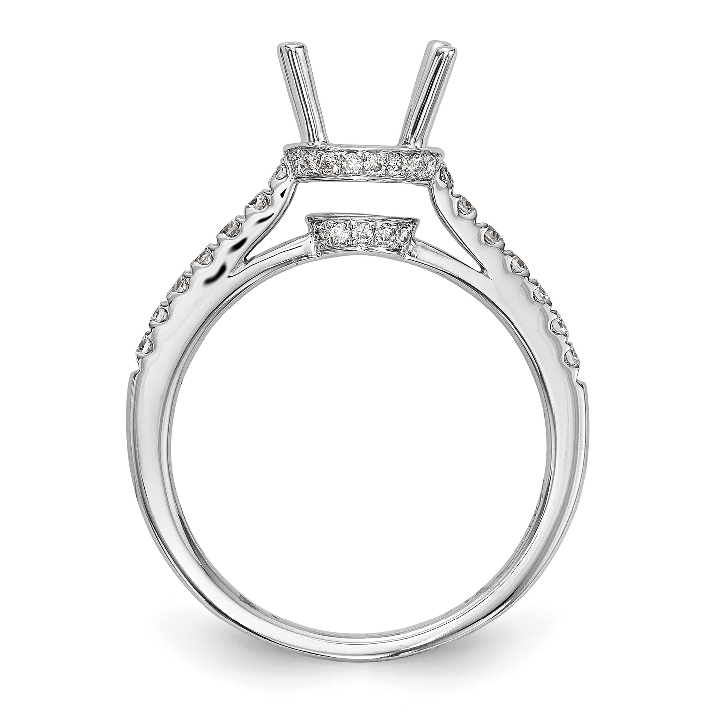 14k White Gold (Holds 1.5 carat (7.50mm) Round Center) 1/3 carat Diamond Semi-Mount Engagement Ring