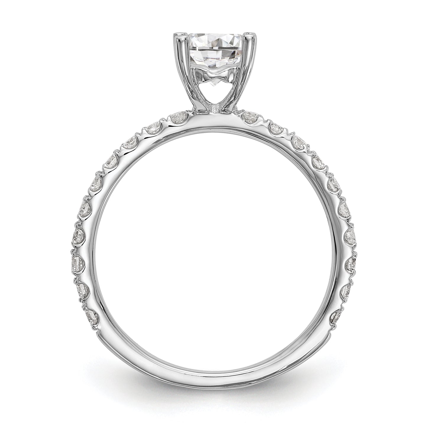 14k White Gold (Holds 1ct (6.5mm) Round Center) 1/3ct Diamond Semi-Mount Engagement Ring