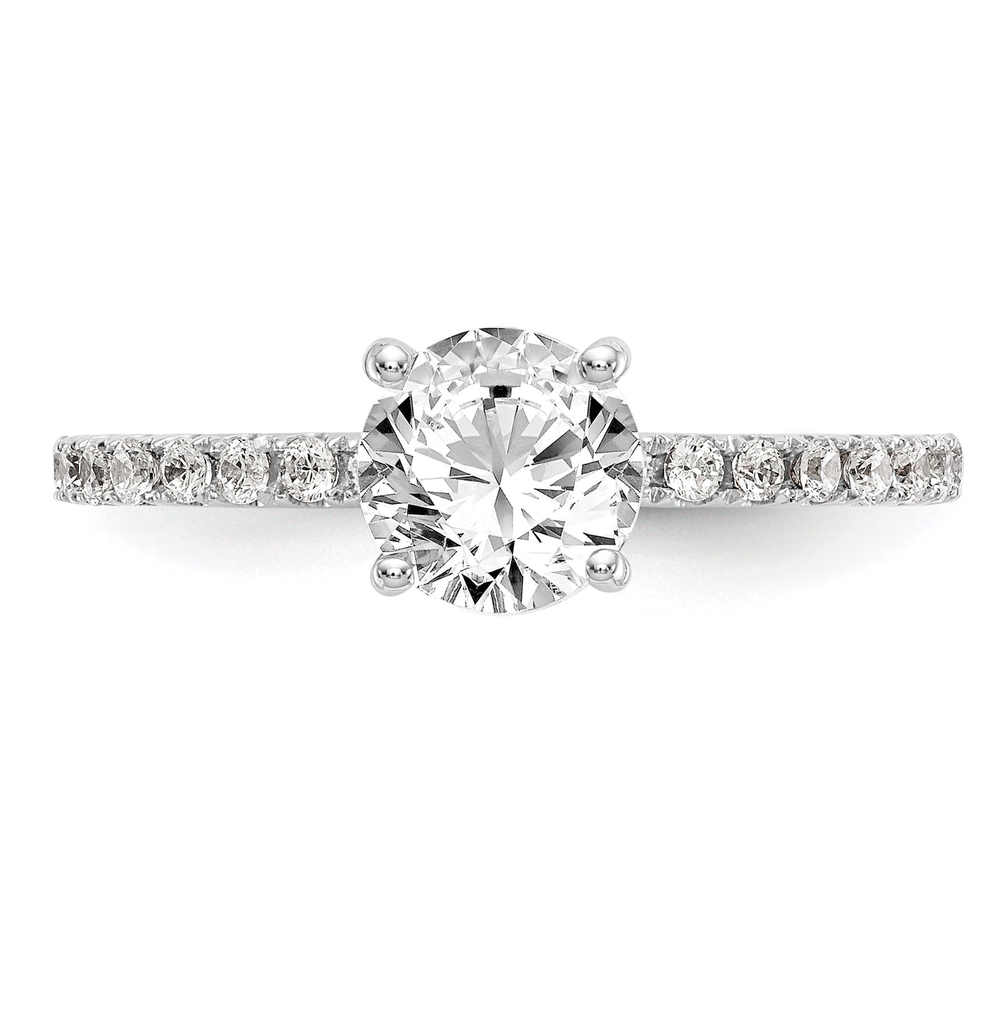14k White Gold (Holds 1ct (6.5mm) Round Center) 1/3ct Diamond Semi-Mount Engagement Ring