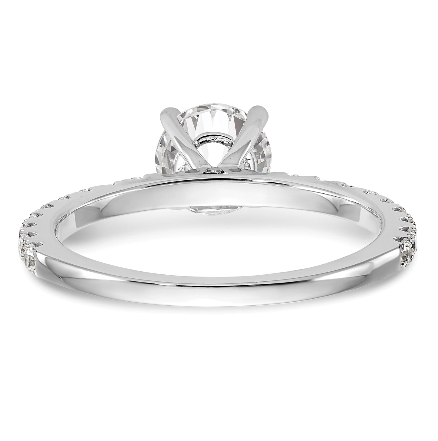 14k White Gold (Holds 1ct (6.5mm) Round Center) 1/3ct Diamond Semi-Mount Engagement Ring