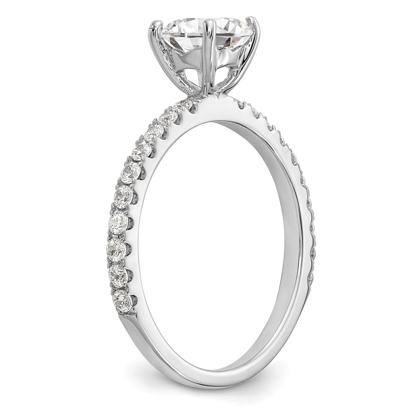 14k White Gold (Holds 1ct (6.5mm) Round Center) 1/3ct Diamond Semi-Mount Engagement Ring