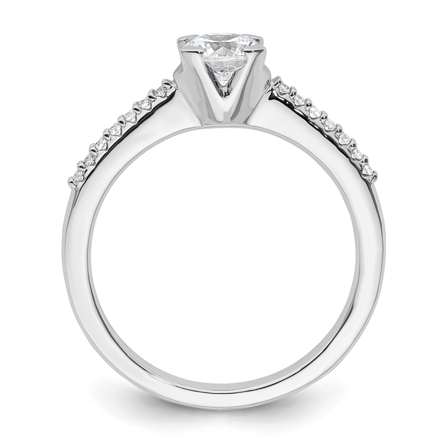 14k White Gold (Holds 1/2 carat (5.00mm) Round Center) 1/15 carat Diamond Semi-Mount Engagement Ring