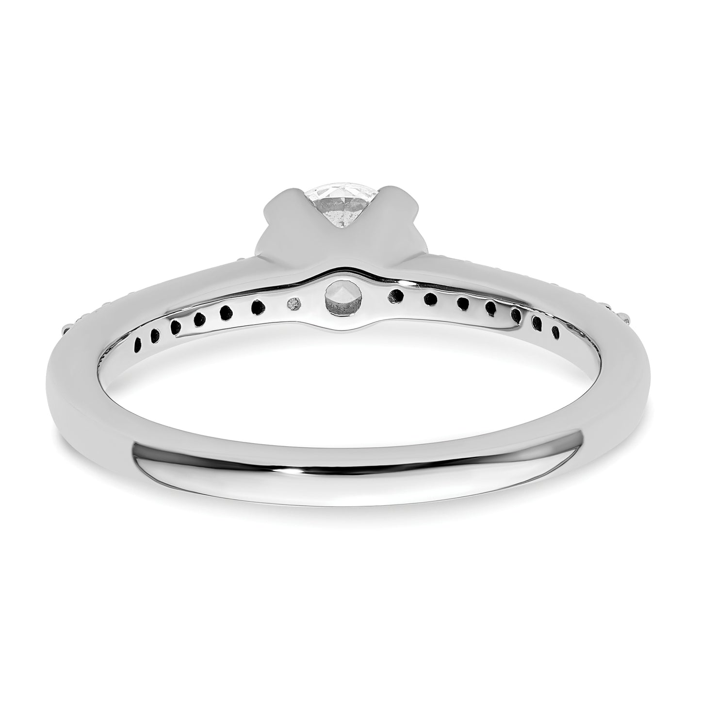 14k White Gold (Holds 1/2 carat (5.00mm) Round Center) 1/15 carat Diamond Semi-Mount Engagement Ring