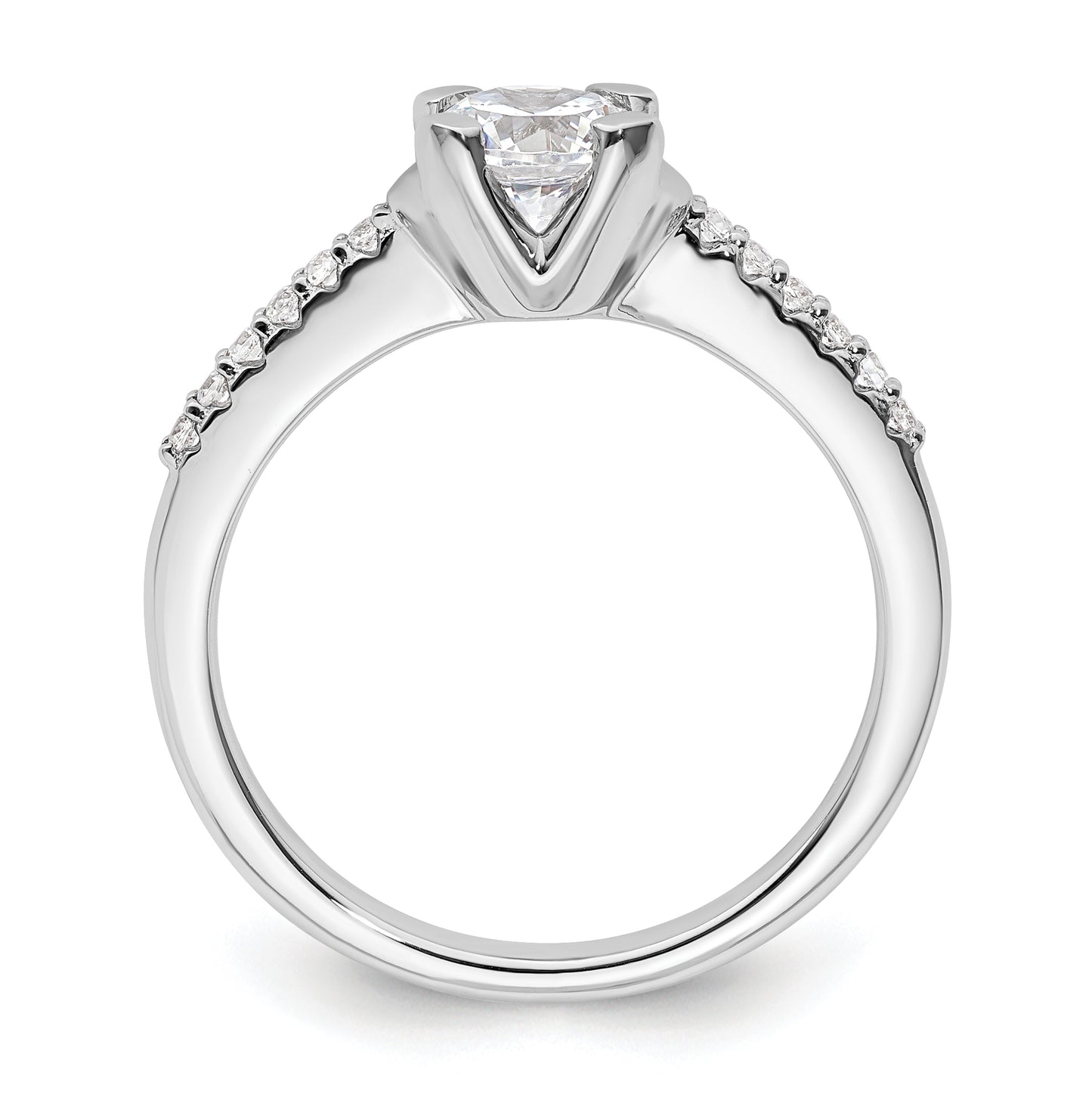 14k White Gold (Holds 3/4 carat (5.80mm) Round Center) 1/10 carat Diamond Semi-Mount Engagement Ring