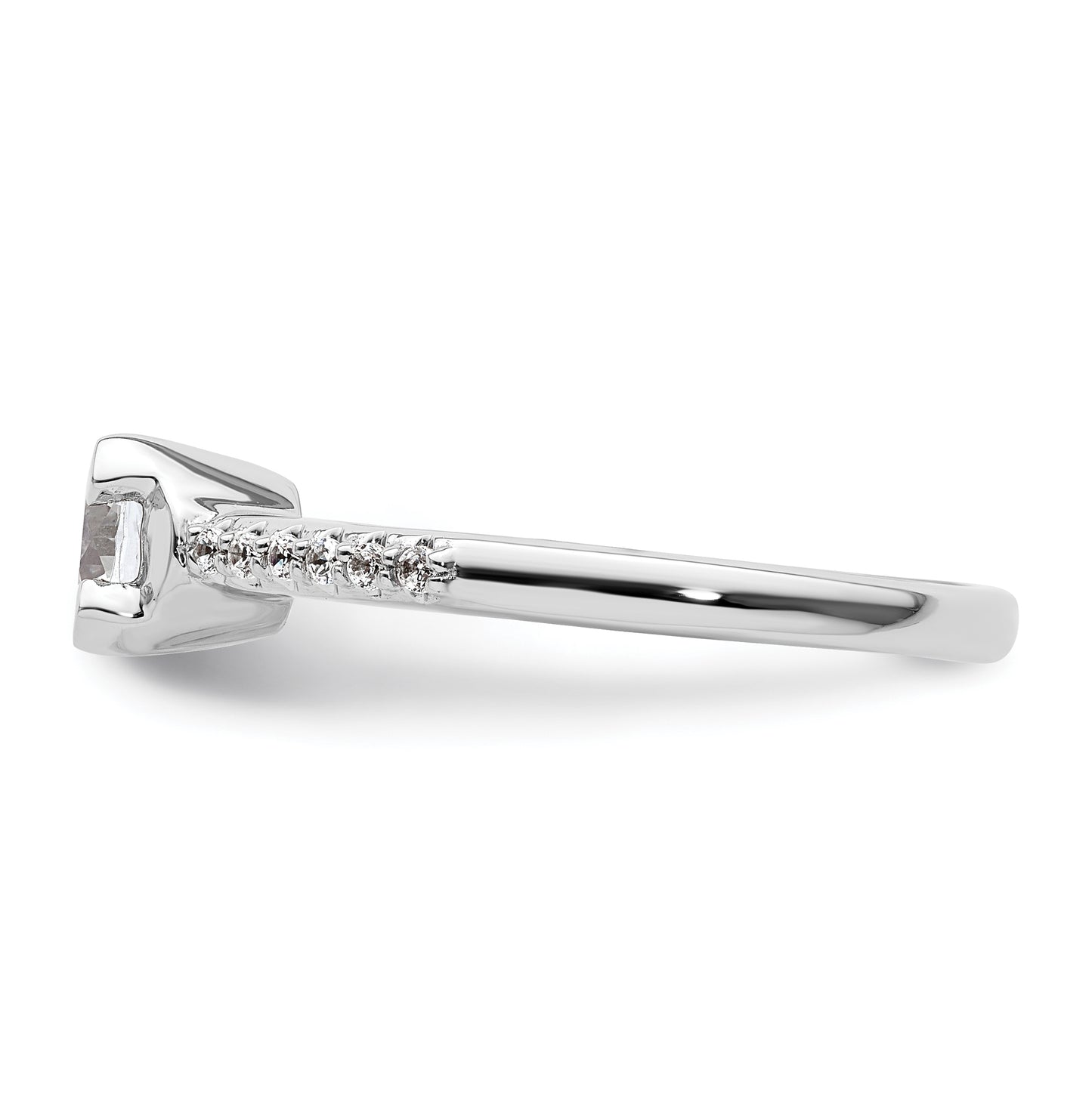 14k White Gold (Holds 3/4 carat (5.80mm) Round Center) 1/10 carat Diamond Semi-Mount Engagement Ring