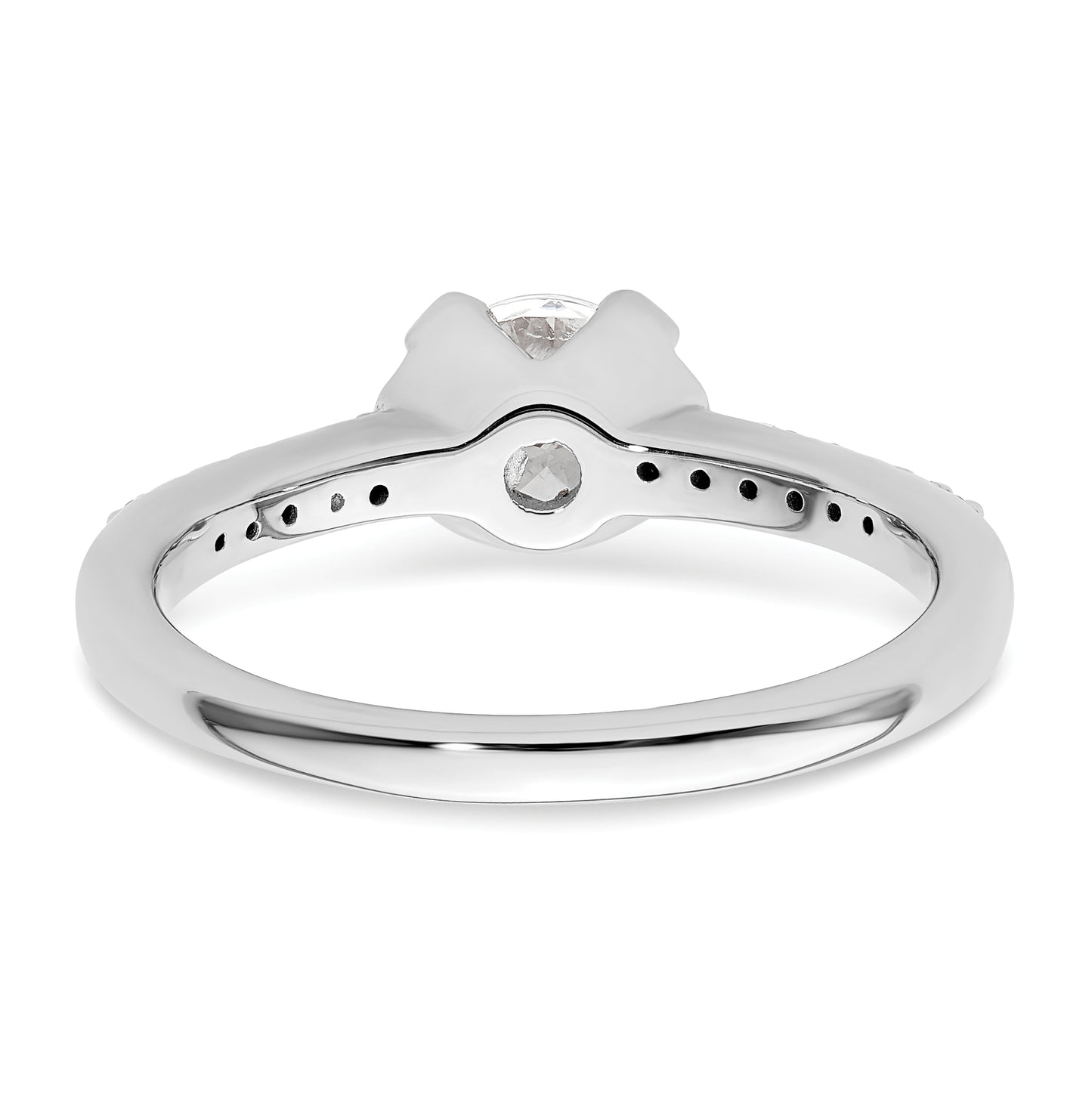 14k White Gold (Holds 3/4 carat (5.80mm) Round Center) 1/10 carat Diamond Semi-Mount Engagement Ring
