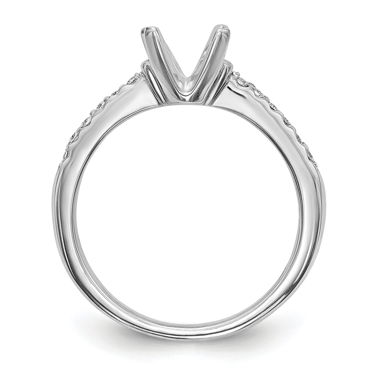 14k White Gold (Holds 1 carat (6.50mm) Round Center) 1/8 carat Diamond Semi-Mount Engagement Ring