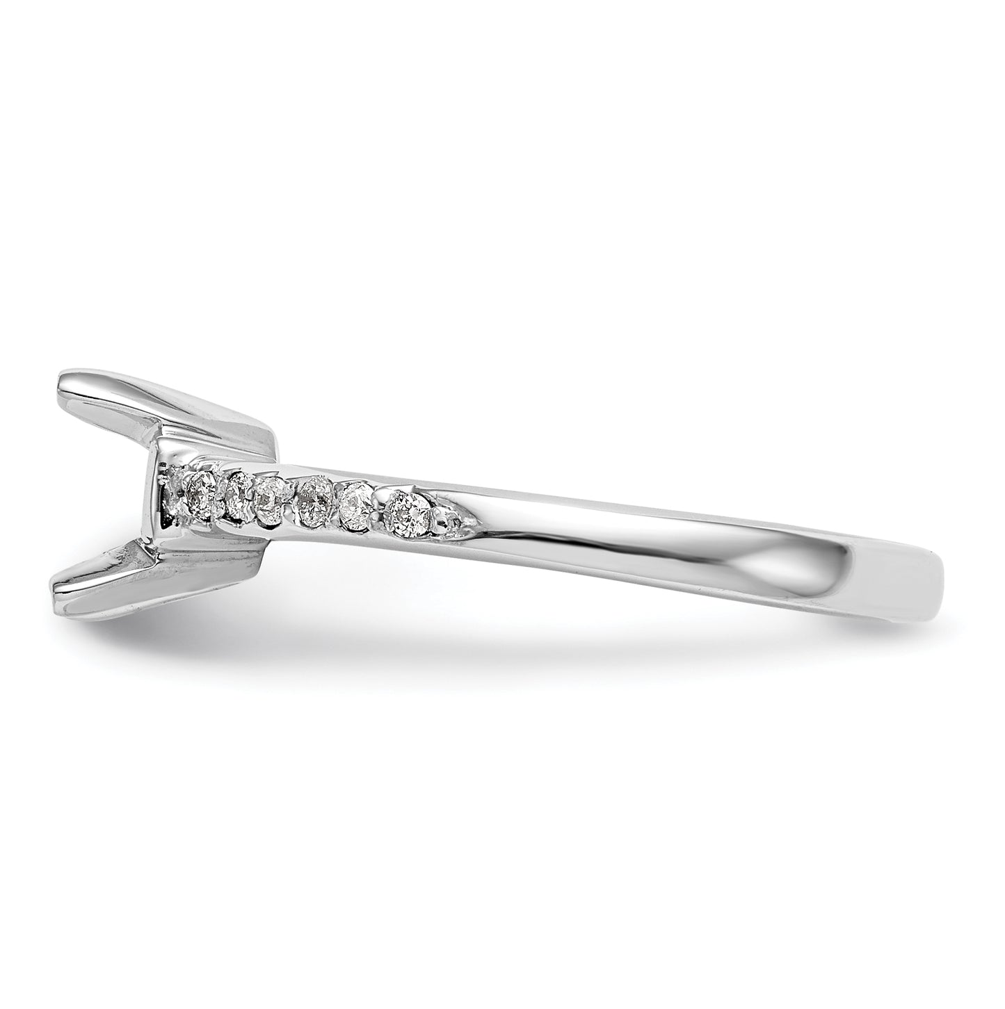14k White Gold (Holds 1 carat (6.50mm) Round Center) 1/8 carat Diamond Semi-Mount Engagement Ring