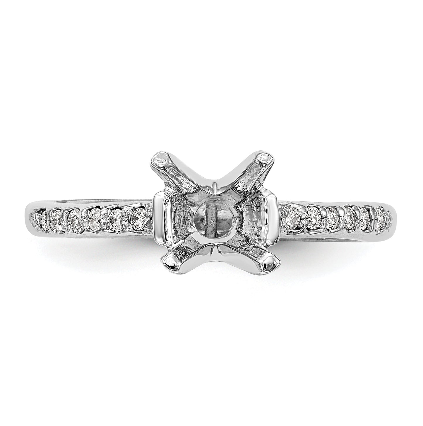 14k White Gold (Holds 1 carat (6.50mm) Round Center) 1/8 carat Diamond Semi-Mount Engagement Ring