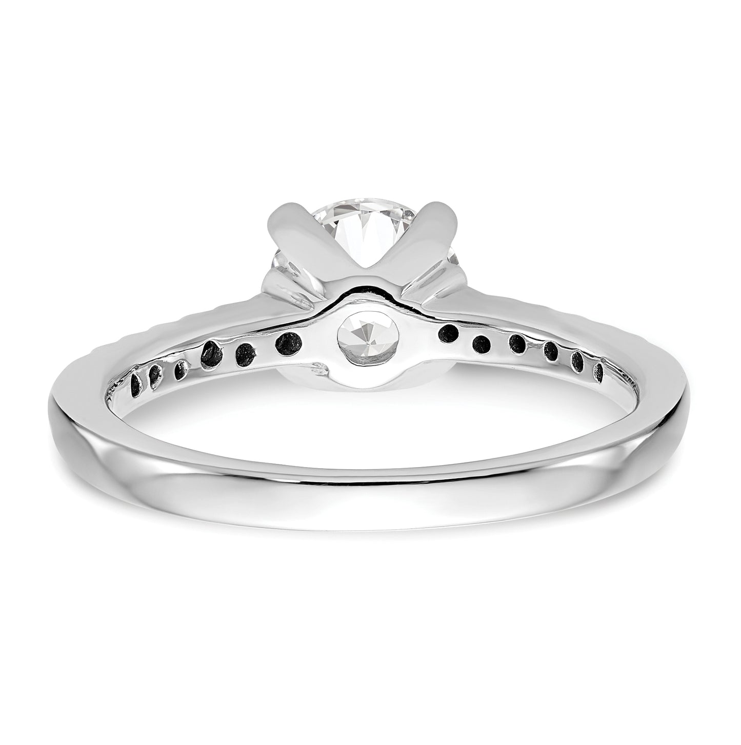 14k White Gold (Holds 1 carat (6.50mm) Round Center) 1/8 carat Diamond Semi-Mount Engagement Ring