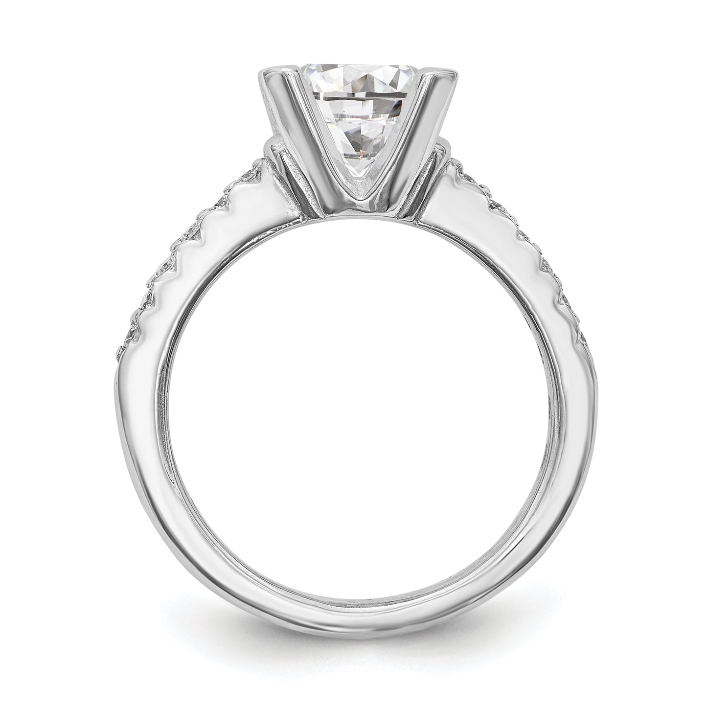 14k White Gold (Holds 2 carat (8.00mm) Round Center) 1/8 carat Diamond Semi-Mount Engagement Ring