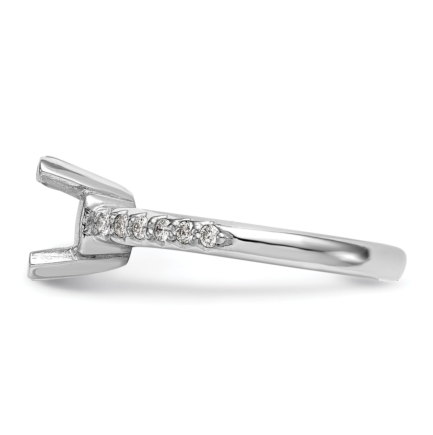 14k White Gold (Holds 2 carat (8.00mm) Round Center) 1/8 carat Diamond Semi-Mount Engagement Ring