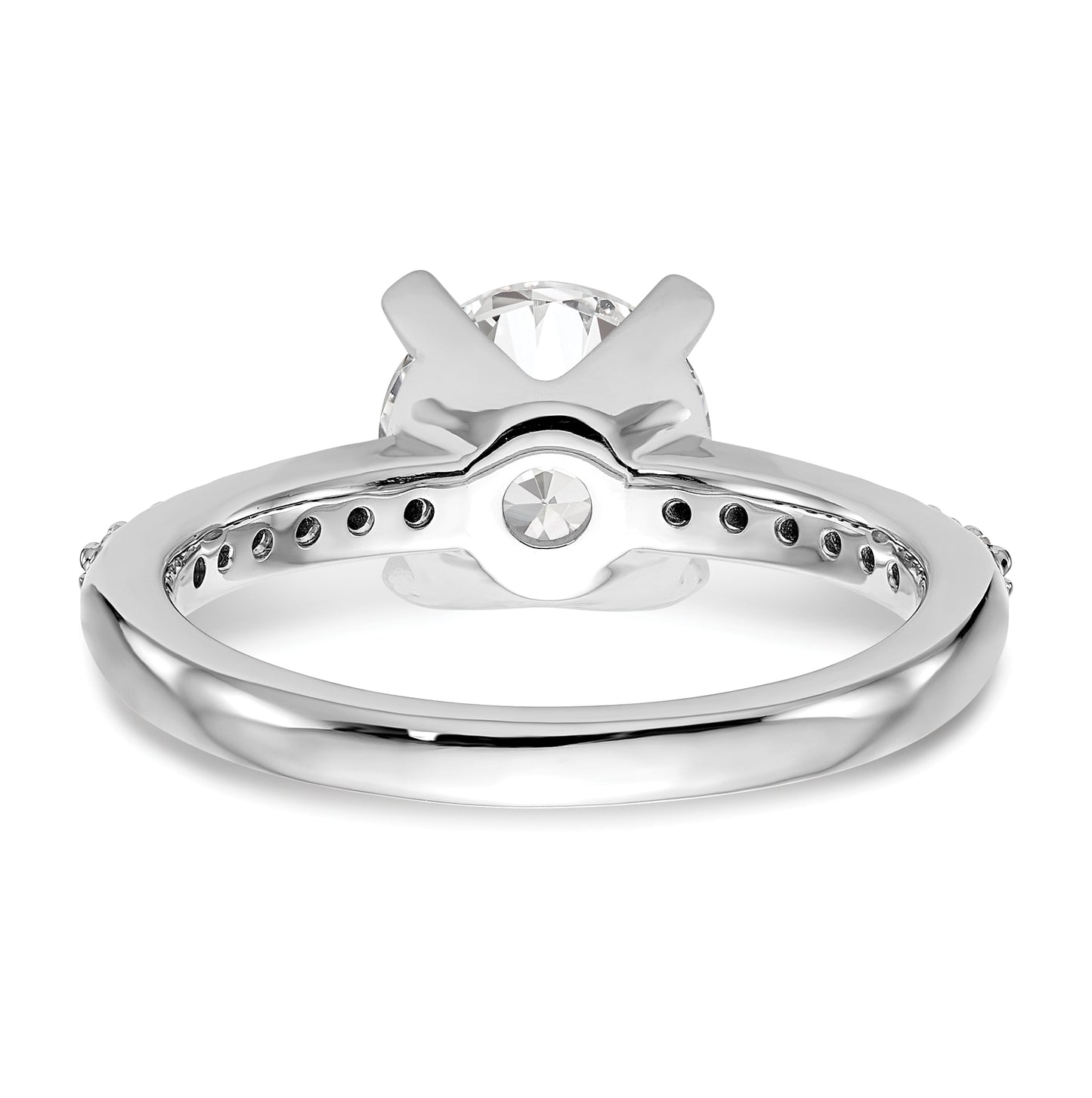 14k White Gold (Holds 2 carat (8.00mm) Round Center) 1/8 carat Diamond Semi-Mount Engagement Ring