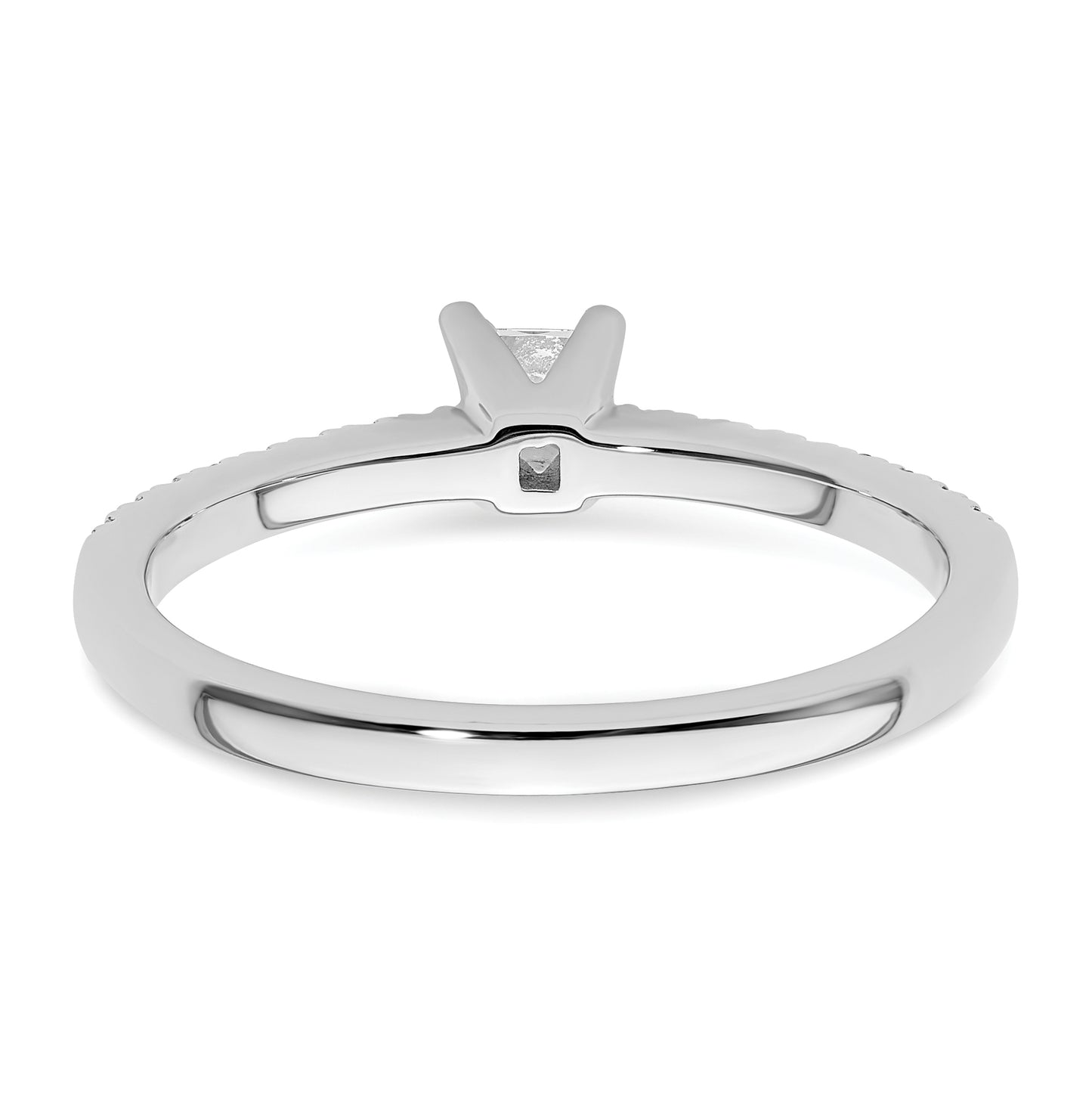 14K White Gold (Holds 1/4 carat (3.5mm) Princess Center) 1/6 carat Diamond Semi-Mount Engagement Ring