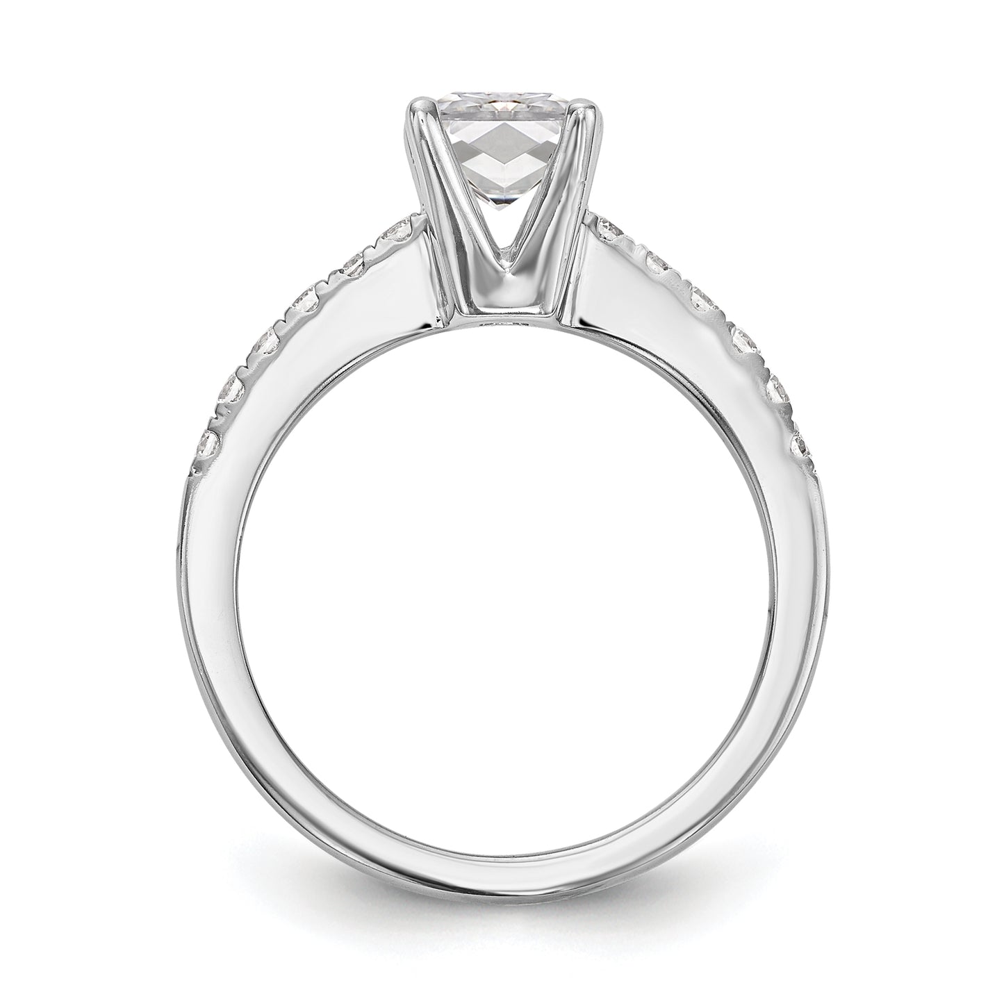 True Origin 14K White Gold 3/8 carat Lab Grown Diamond VS/SI D E F Semi Mount Emerald-cut Engagement Ring, 9 mm