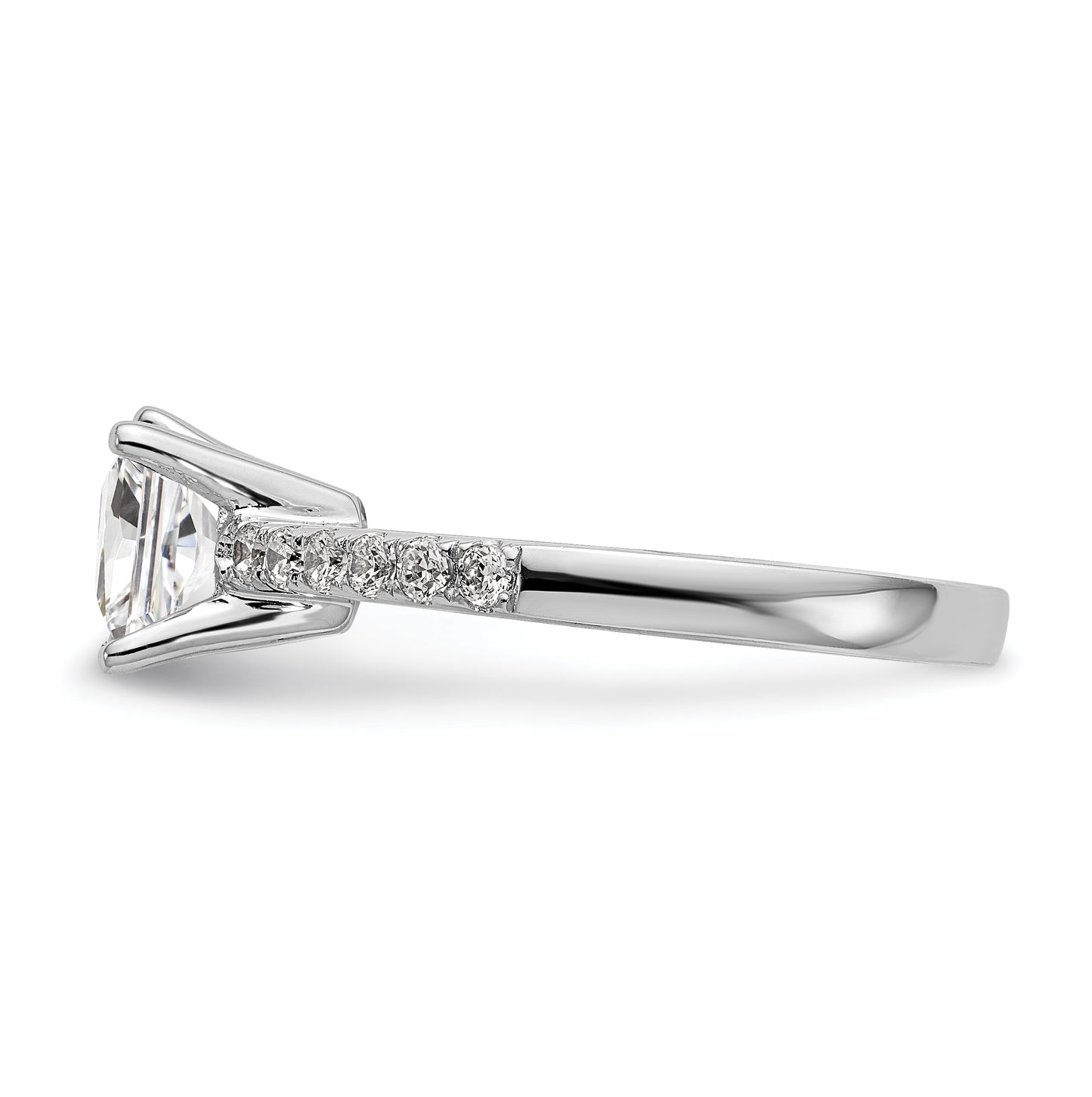 True Origin 14K White Gold 3/8 carat Lab Grown Diamond VS/SI D E F Semi Mount Emerald-cut Engagement Ring, 8 mm