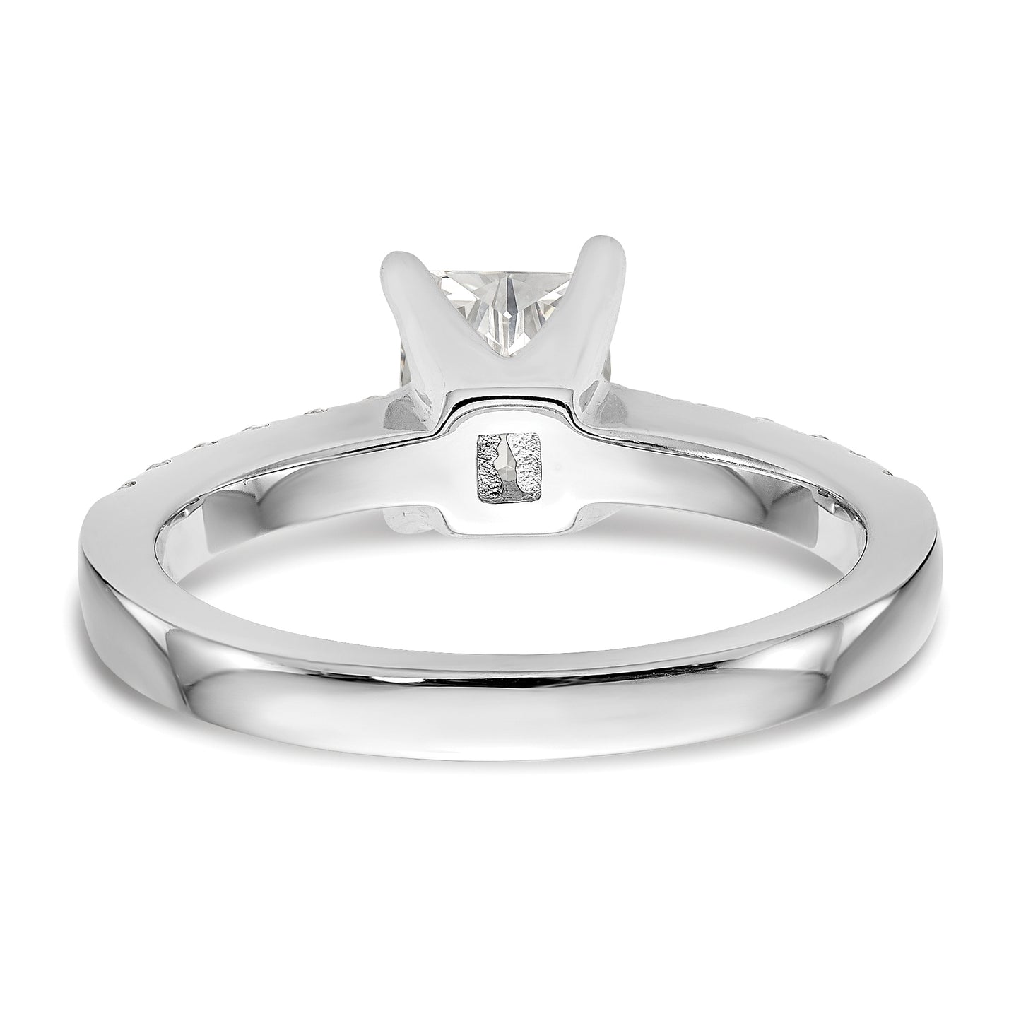 True Origin 14K White Gold 3/8 carat Lab Grown Diamond VS/SI D E F Semi Mount Emerald-cut Engagement Ring, 9 mm