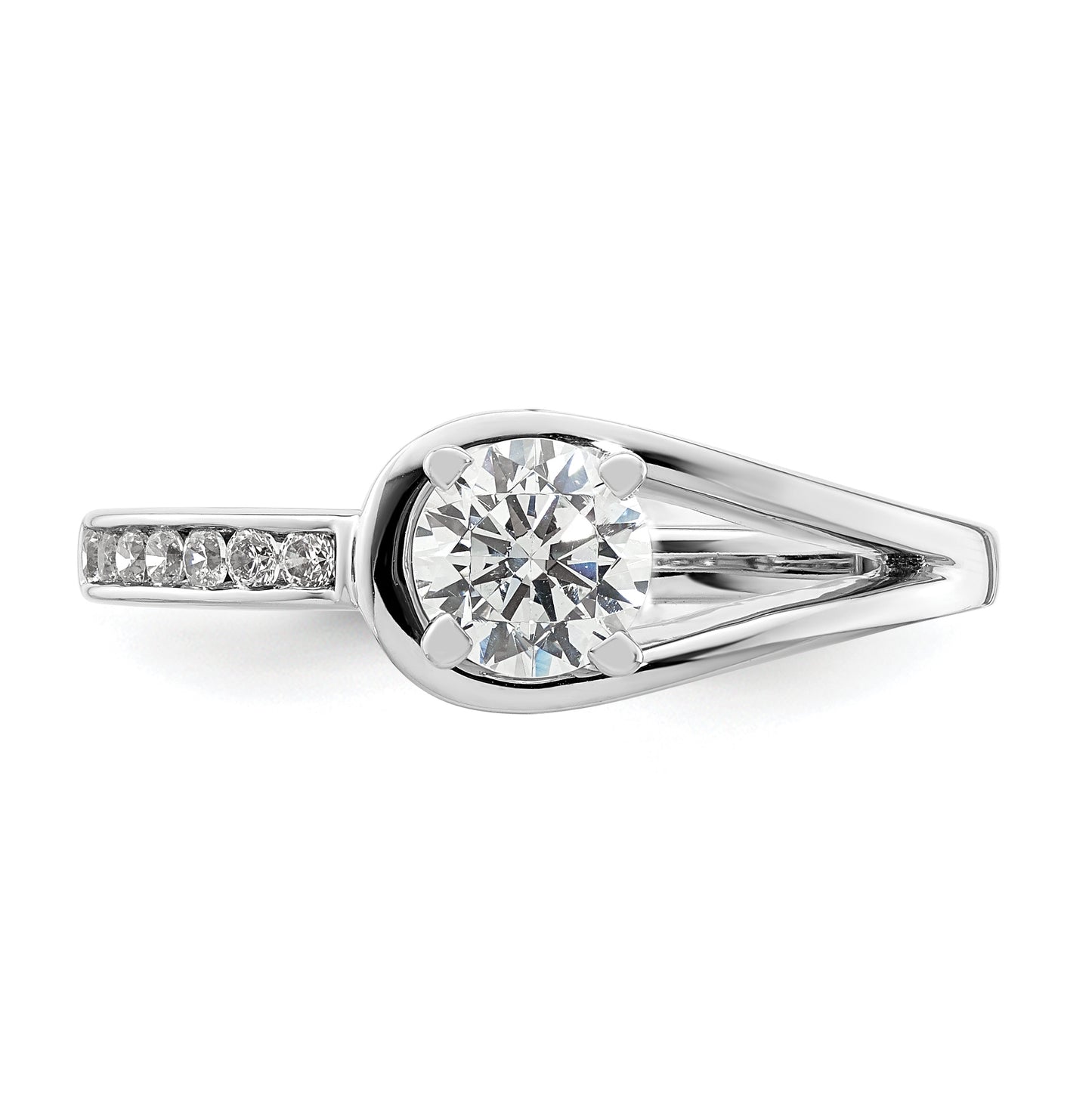 14K White Gold Peg-Set 1/10 carat Channel-set Diamond Semi-mount Engagement Ring