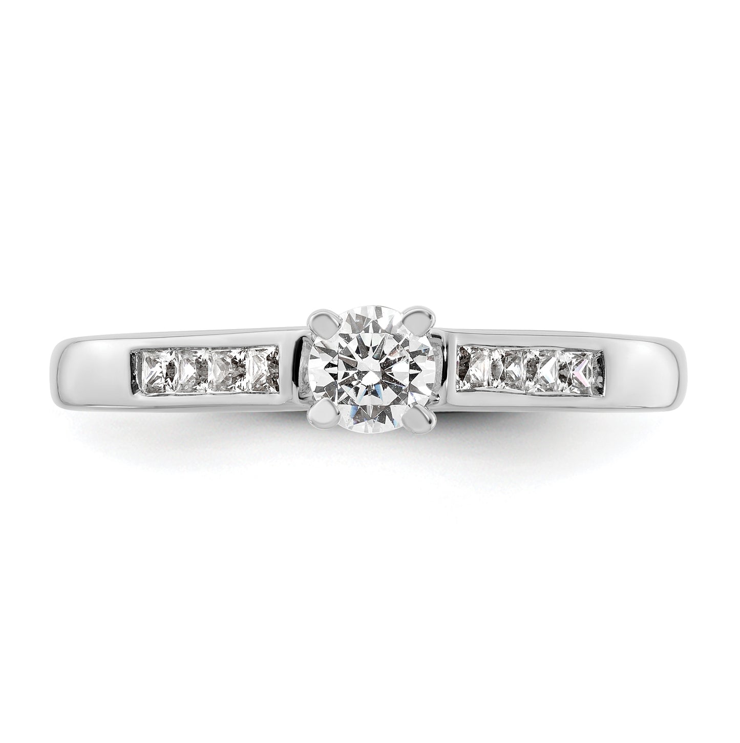 14K White Gold Peg-Set 1/5 carat Channel-set Princess Diamond Semi-mount Engagement Ring