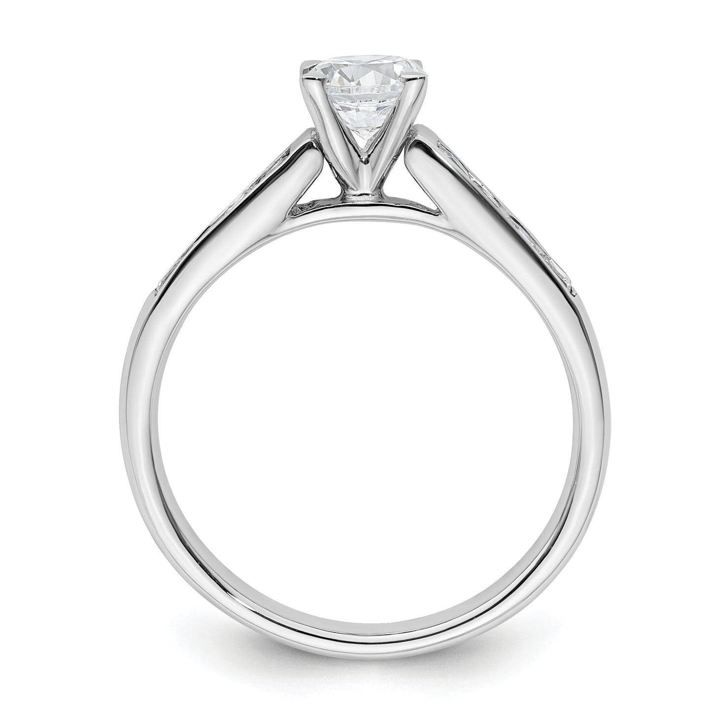 14K White Gold Peg Set 3/8 carat Channel-set Princess Diamond Semi-mount Engagement Ring, 3.1 to 2.4 mm (tapered)