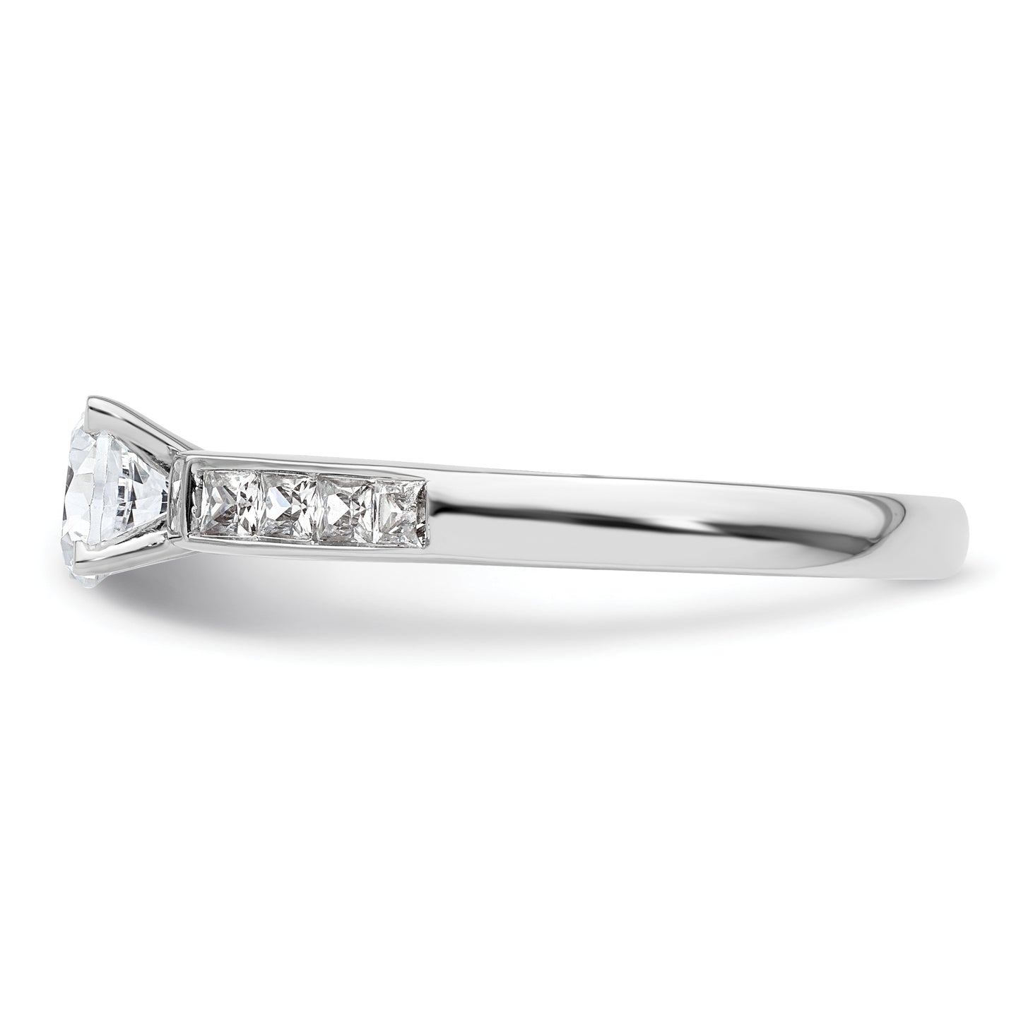 14K White Gold Peg Set 3/8 carat Channel-set Princess Diamond Semi-mount Engagement Ring, 3.1 to 2.4 mm (tapered)