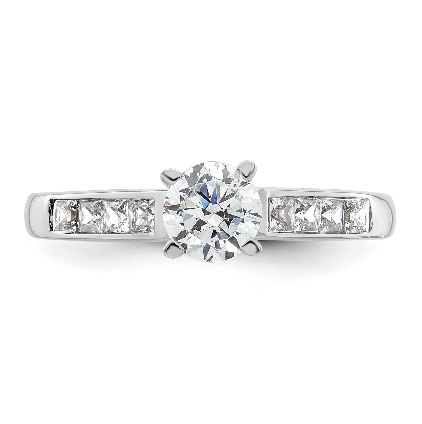 14K White Gold Peg Set 3/8 carat Channel-set Princess Diamond Semi-mount Engagement Ring, 3.1 to 2.4 mm (tapered)