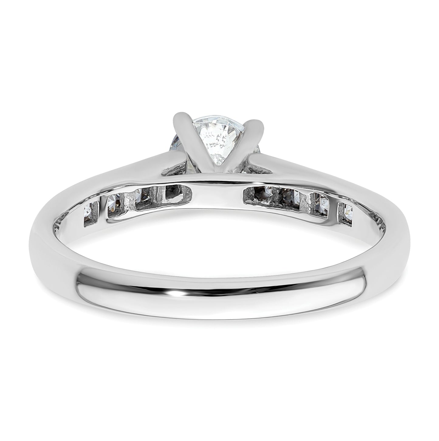 14K White Gold Peg Set 3/8 carat Channel-set Princess Diamond Semi-mount Engagement Ring, 3.1 to 2.4 mm (tapered)