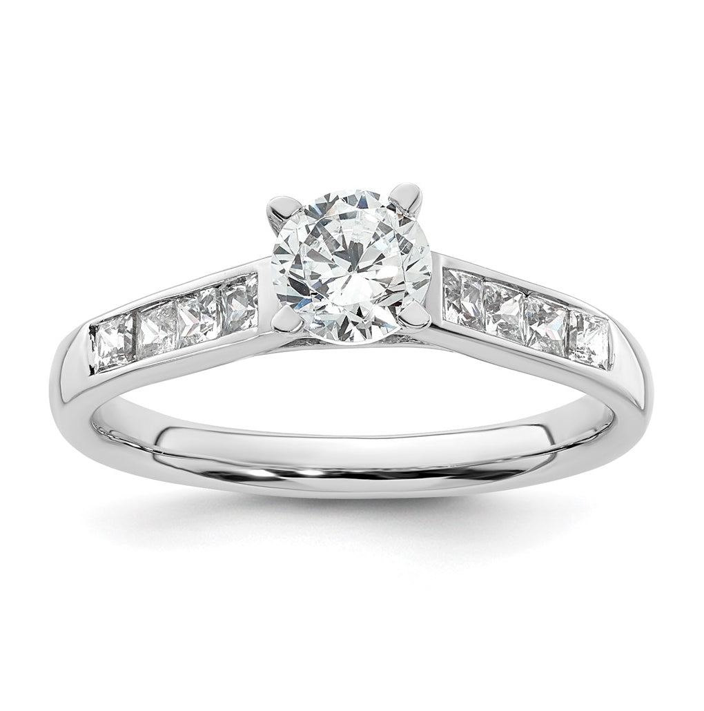 14K White Gold Peg Set 3/8 carat Channel-set Princess Diamond Semi-mount Engagement Ring, 3.1 to 2.4 mm (tapered)