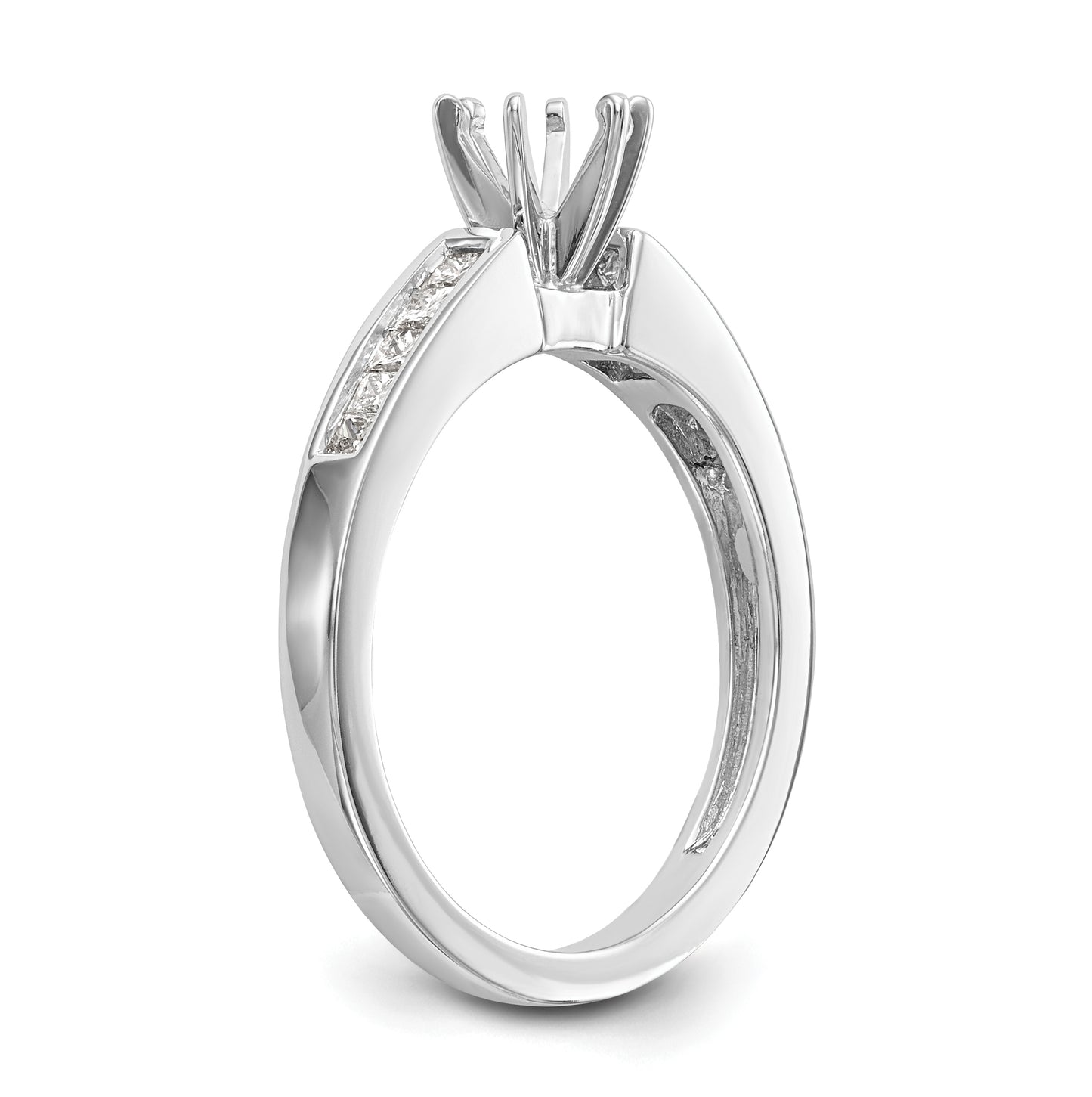 14K White Gold Peg Set 1/5 carat Channel-set Princess Diamond Semi-mount Engagement Ring
