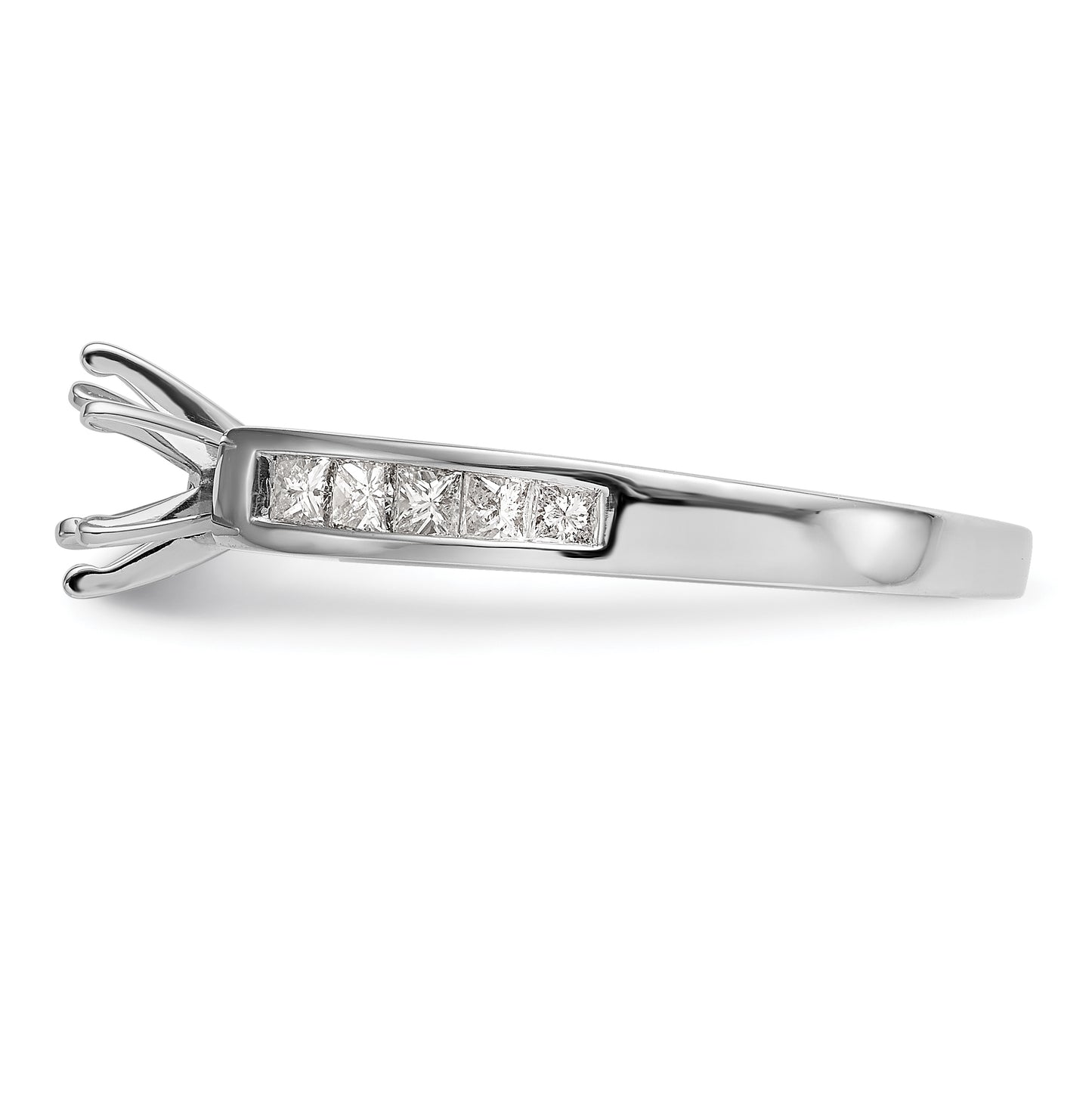 14K White Gold Peg Set 1/3 carat Channel-set Princess Diamond Semi-mount Engagement Ring