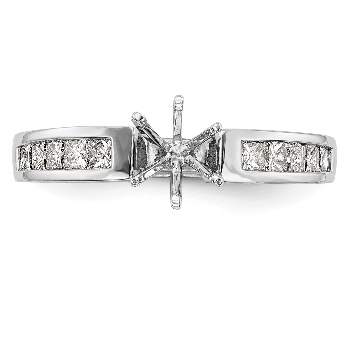 14K White Gold Peg Set 1/3 carat Channel-set Princess Diamond Semi-mount Engagement Ring