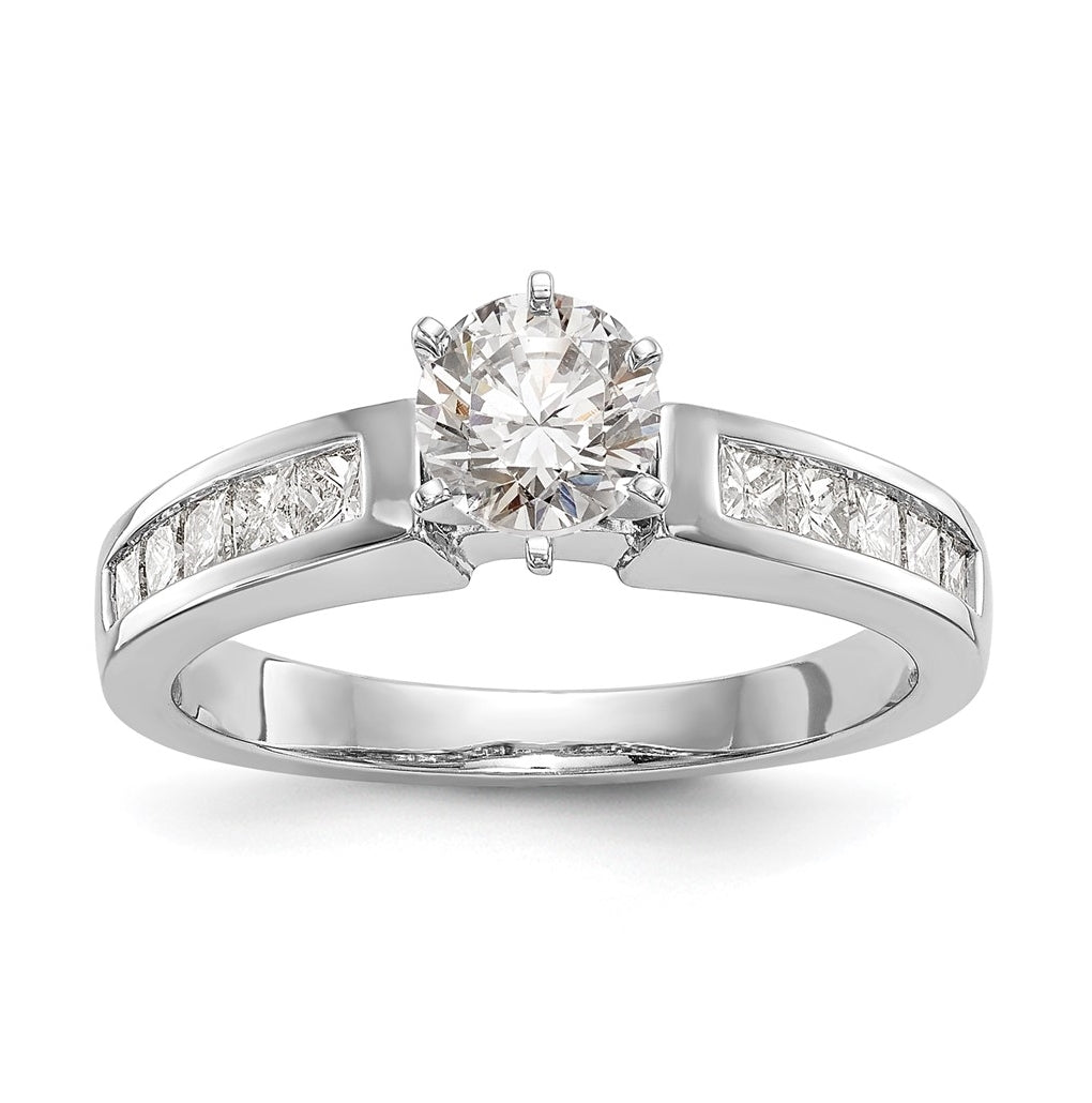 14K White Gold Peg Set 1/3 carat Channel-set Princess Diamond Semi-mount Engagement Ring