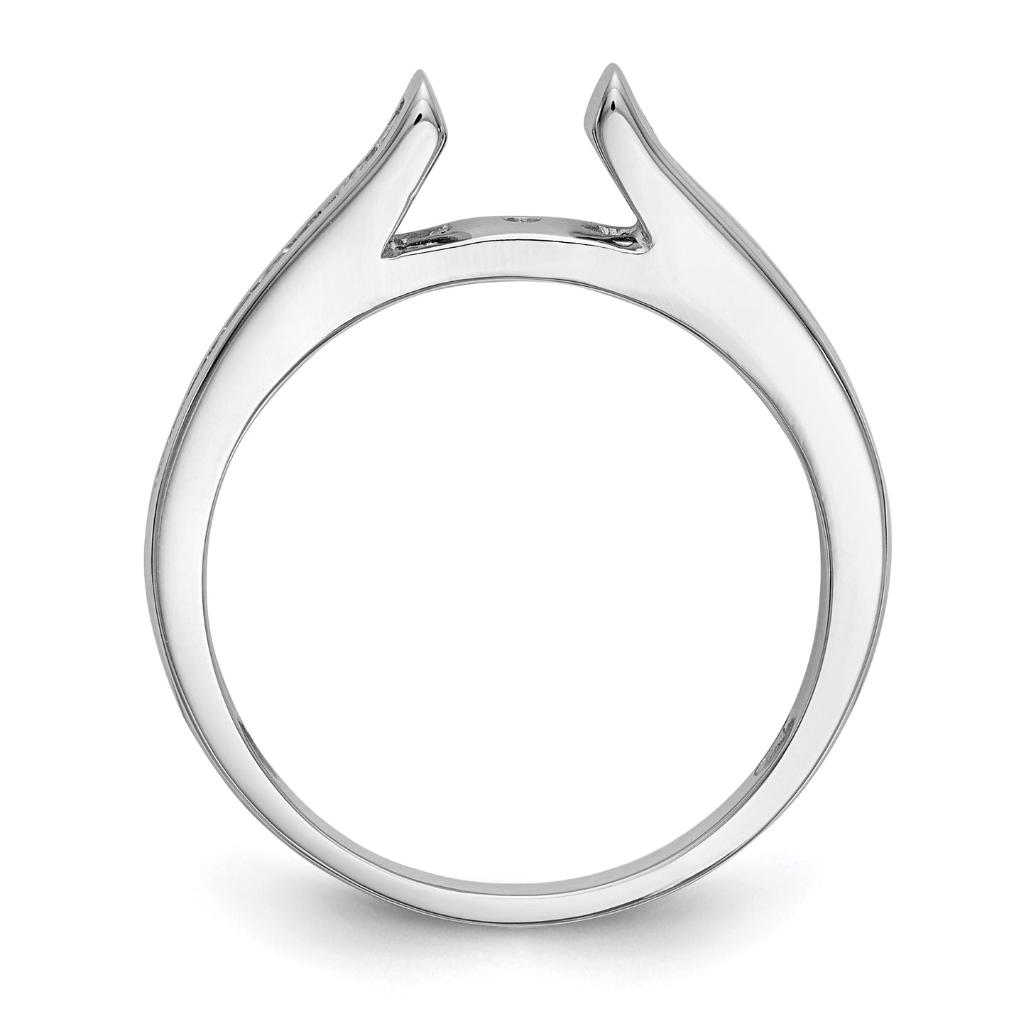 14K White Gold Peg Set 1/4 carat Channel-set Diamond Semi-mount Engagement Ring, 3.2 to 2 mm (tapered)