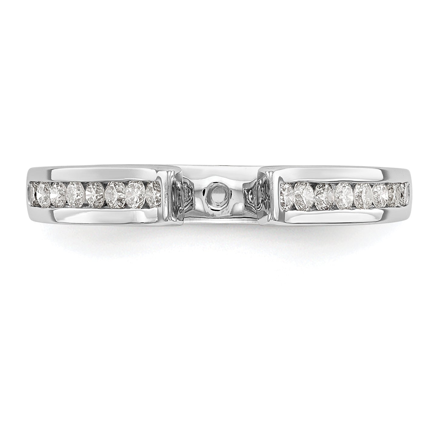 14K White Gold Peg Set 1/4 carat Channel-set Diamond Semi-mount Engagement Ring, 3.2 to 2 mm (tapered)