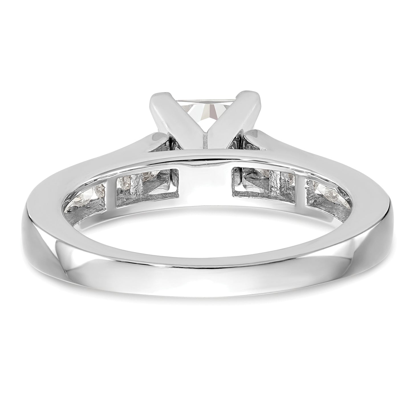 14K White Gold Peg Set 1/4 carat Channel-set Diamond Semi-mount Engagement Ring, 3.2 to 2 mm (tapered)