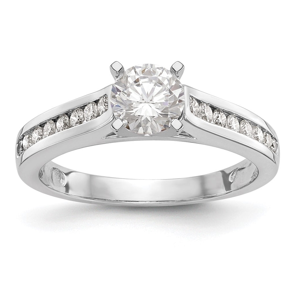 14K White Gold Peg Set 1/4 carat Channel-set Diamond Semi-mount Engagement Ring, 3.2 to 2 mm (tapered)
