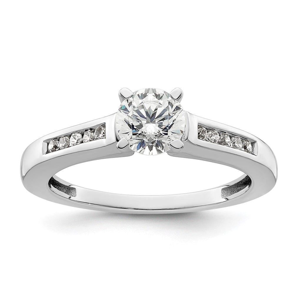 14K White Gold Peg Set 1/10 carat Channel-set Diamond Semi-mount Engagement Ring