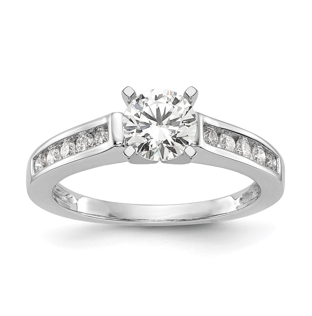 14K White Gold Peg Set 1/4 carat Channel-set Diamond Semi-mount Engagement Ring, 3 mm