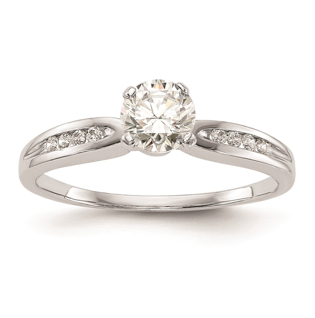 10K White Gold Peg Set 1/15 carat Diamond Semi-mount Engagement Ring