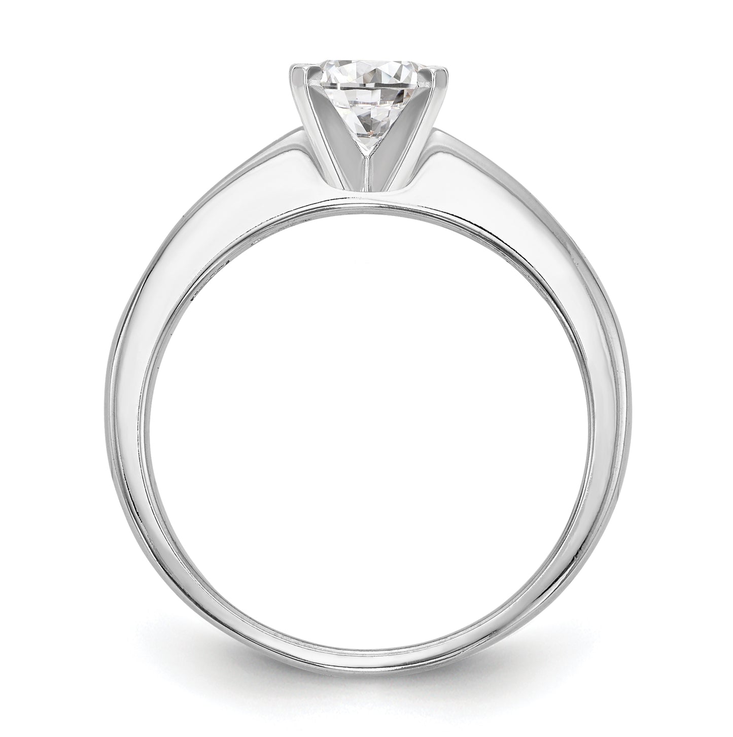 14K White Gold Peg Set 3/8 carat Channel-set Princess Diamond Semi-mount Engagement Ring, 3.3 to 2.3 mm (tapered)
