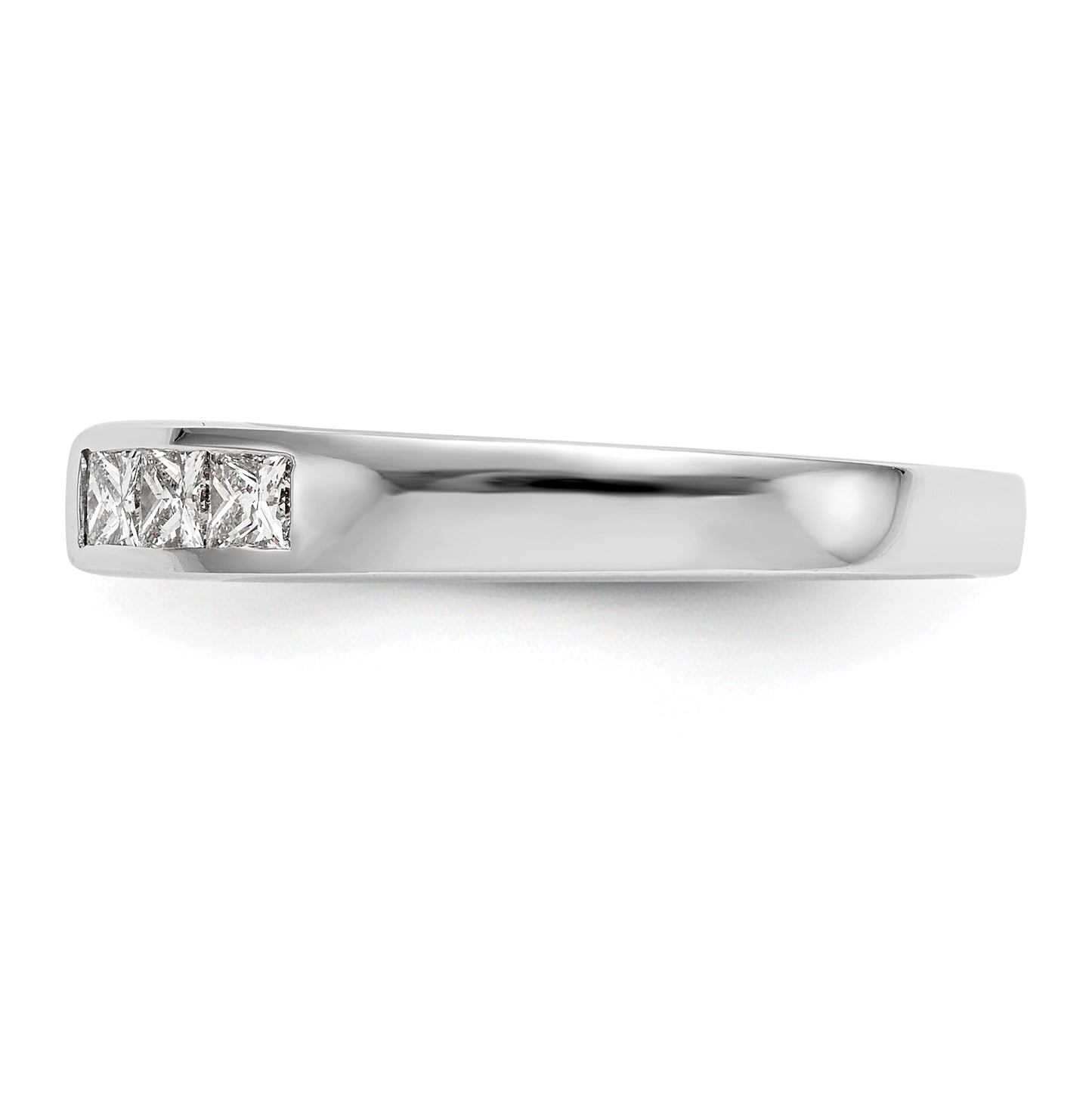 14K White Gold Peg Set 3/8 carat Channel-set Princess Diamond Semi-mount Engagement Ring, 3.3 to 2.3 mm (tapered)