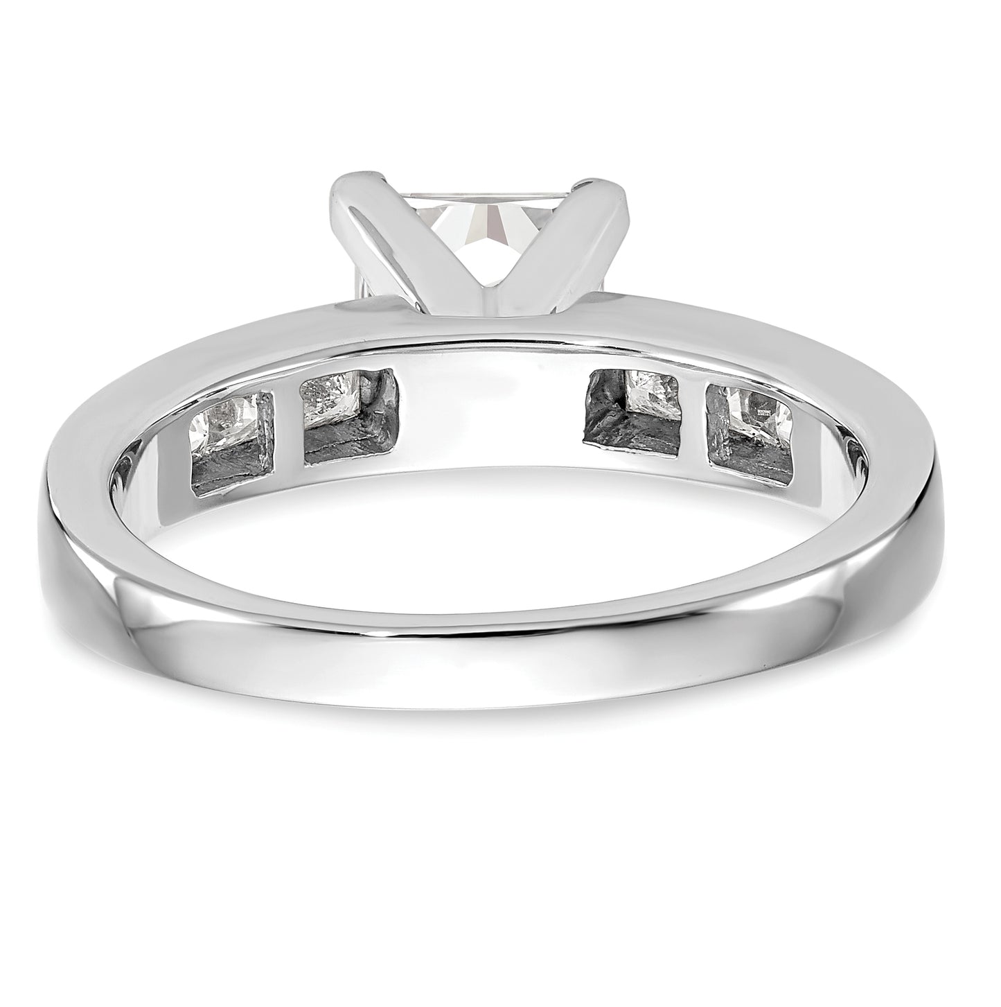14K White Gold Peg Set 3/8 carat Channel-set Princess Diamond Semi-mount Engagement Ring, 3.3 to 2.3 mm (tapered)