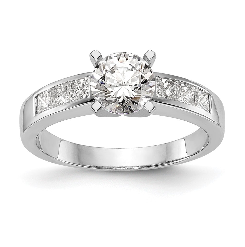 14K White Gold Peg Set 3/8 carat Channel-set Princess Diamond Semi-mount Engagement Ring, 3.3 to 2.3 mm (tapered)