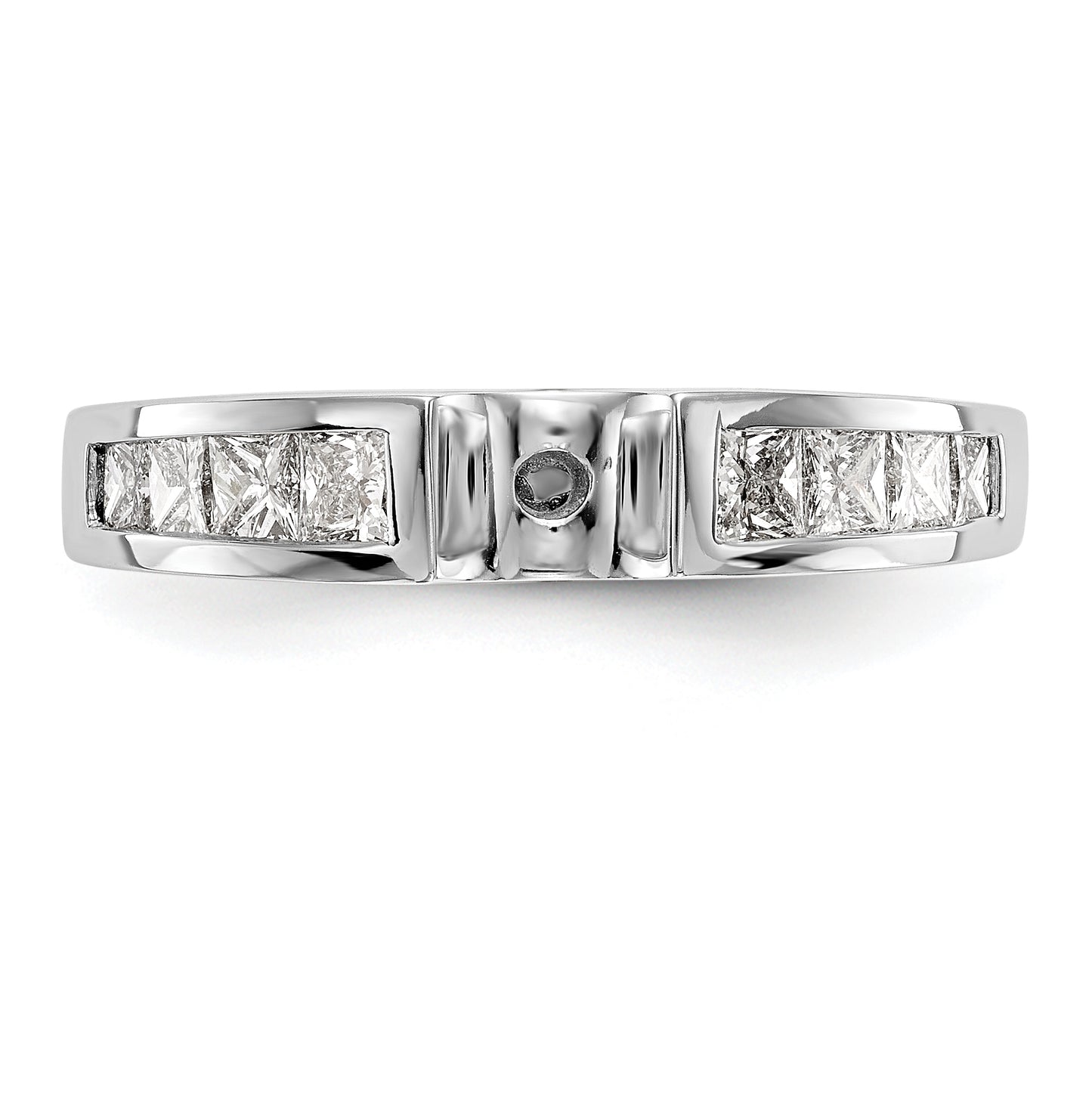 14K White Gold Peg Set 3/4 carat Channel-set Princess Diamond Semi-mount Engagement Ring