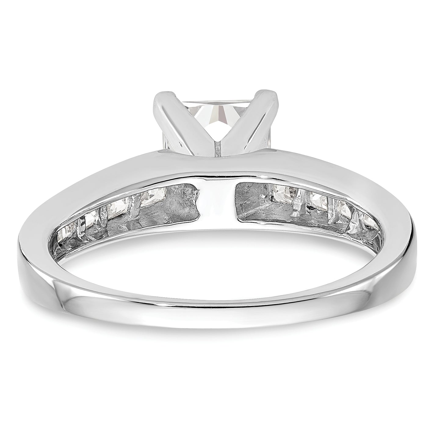 14K White Gold Peg Set 3/4 carat Channel-set Princess Diamond Semi-mount Engagement Ring